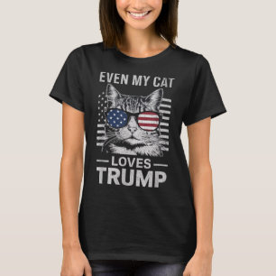 Cat Sungles Usa Flag Even My Cat Loves Trump  T-Shirt