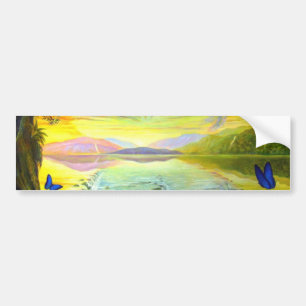 Cat, Sunrise and River Of Life Bumper Sticker