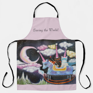 Cat Superheroes Whimsical Art Apron