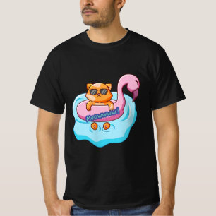 cat swimming pool summer vibes cat lover design T-Shirt