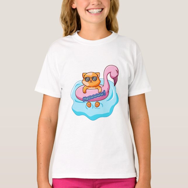 cat swimming pool summer vibes |  cat lover design T-Shirt (Front)