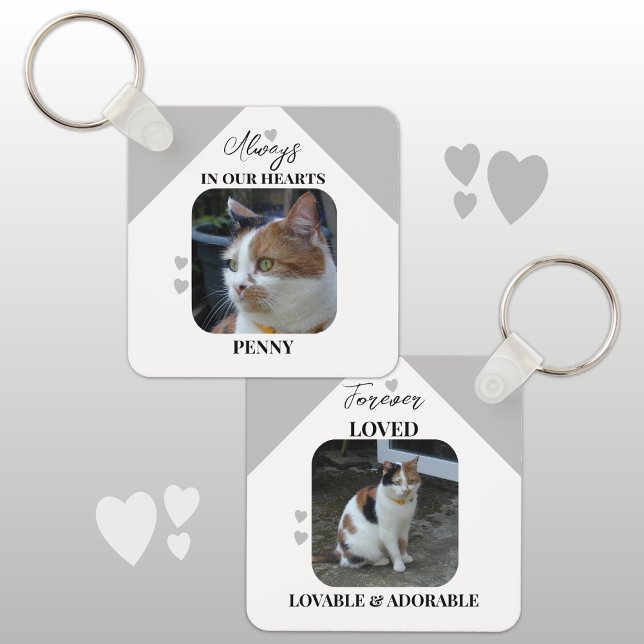 Cat Sympathy Keepsake Pet Memorial grey Keychain (Creator Uploaded)