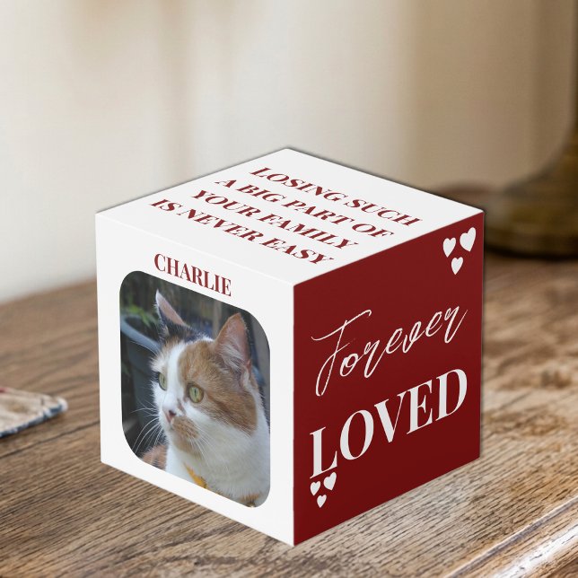 Cat Sympathy Keepsake Pet Memorial maroon photo Cube (Creator Uploaded)