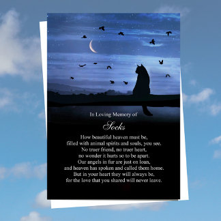 Cat Sympathy Loss of Cat Custom Name Spiritual  Card