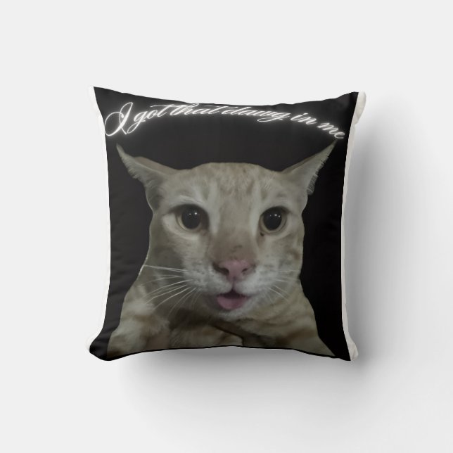 Cat t-shirt throw pillow (Front)