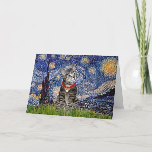 CAT (Tabby2) - Starry Night Card (Front)