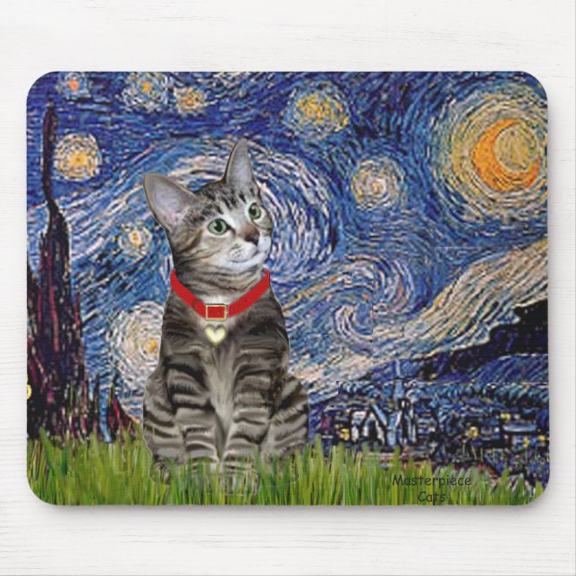 CAT (Tabby2) - Starry Night Mouse Pad (Front)