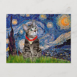 CAT (Tabby2) - Starry Night Postcard