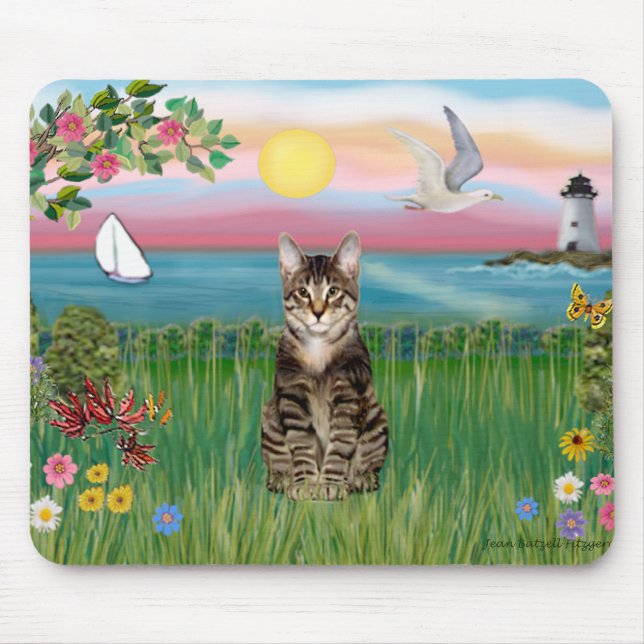 Cat (tabby) - Lighthouse Mouse Pad (Front)