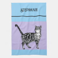 Cat Tabby Pastel Cats Womens Light Blue Purple
