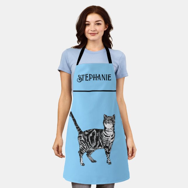 Cat Tabby Pastel Cats Womens Light Pink Apron (Worn)
