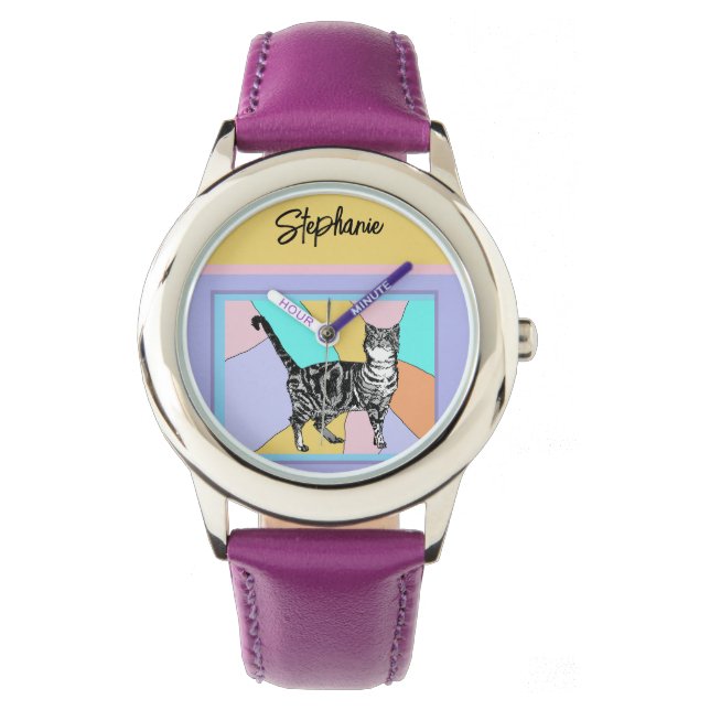 Cat Tabby Pastel Cats Womens Pastel Colors Watch (Front)