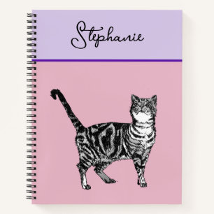 Cat Tabby Pastel Cats Womens Rose Pink Pets Notebook