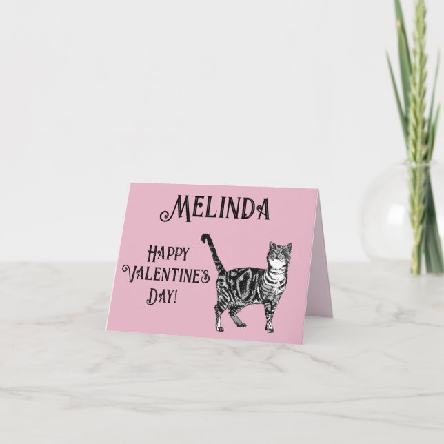 Cat Tabby Pastel Pink Cats Valentines Carte de jou (Devant)