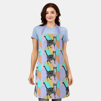 Cat Tabby Pattern Pastel Cats Womans Apron