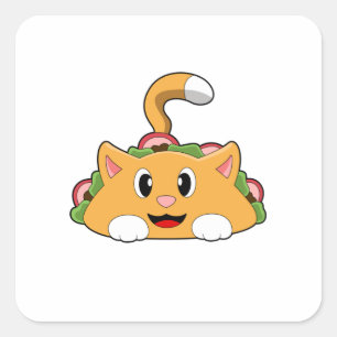 Cat Taco Square Sticker