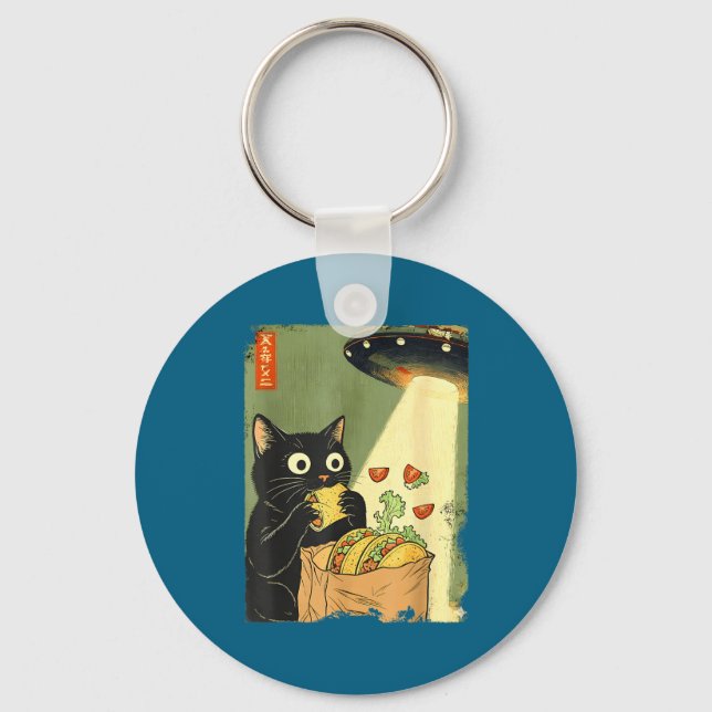 Cat Tacos Anime UFO Japanese Custom Keychain (Front)