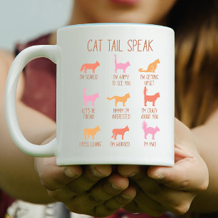 Cat Tail Speak, Funny Cat Communication Two-Tone Coffee Mug
