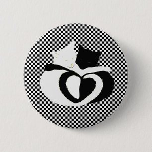 CAT tails - love black white 2 Inch Round Button