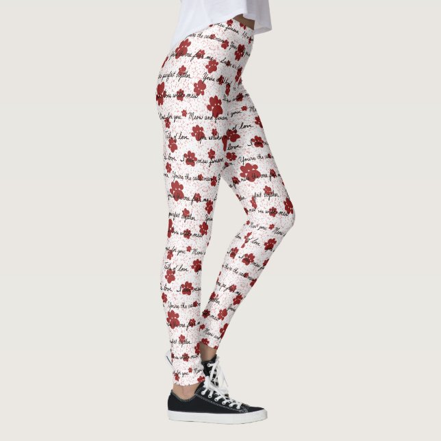 Cat Tails of Love Letters on White Leggings (Right)
