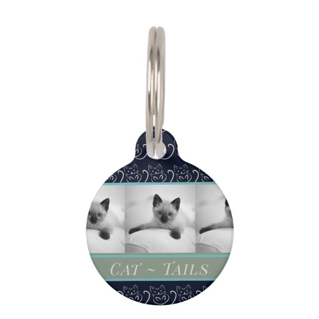 Cat Tails Photo & Name Pet Tag (Front)