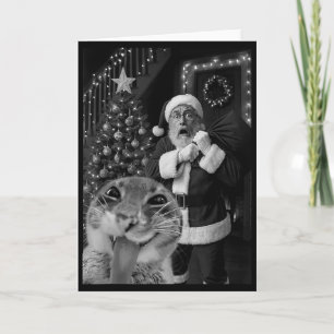 Cat Taking A Selfie Santa Christmas Xmas Pajamas H Card