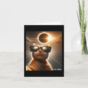 Cat Taking A Selfie With Solar 2024 Eclipse Wearin Card