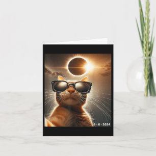 Cat Taking A Selfie With Solar 2024 Eclipse Wearin Card