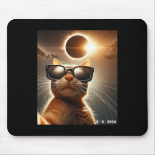 Cat Taking A Selfie With Solar 2024 Eclipse Wearin Mouse Pad
