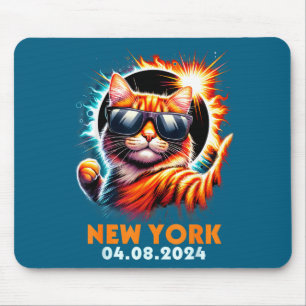 Cat Taking A Selfie With Total Solar Eclipse 2024  Mouse Pad