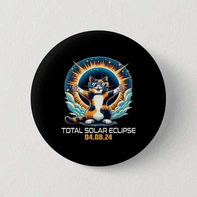 Cat Taking Selfie Solar Eclipse Solar Eclipse 2024 2 Inch Round Button (Front)