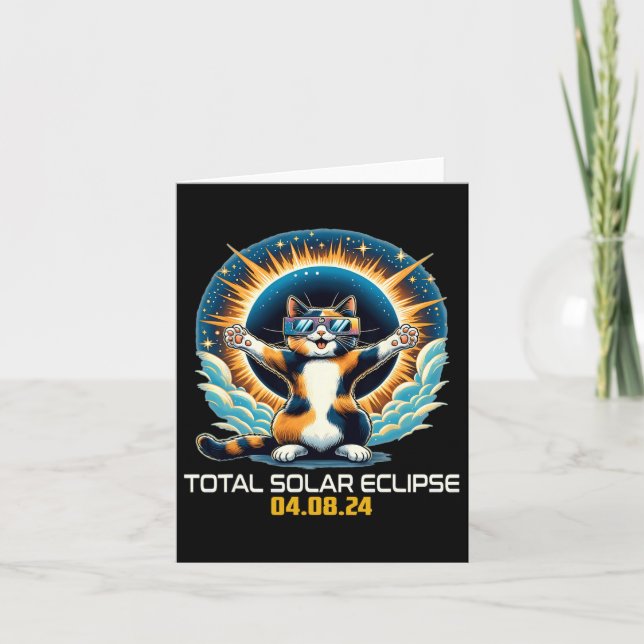 Cat Taking Selfie Solar Eclipse Solar Eclipse 2024 Card (Front)