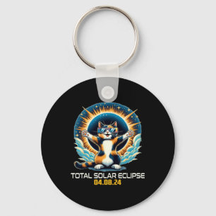 Cat Taking Selfie Solar Eclipse Solar Eclipse 2024 Keychain