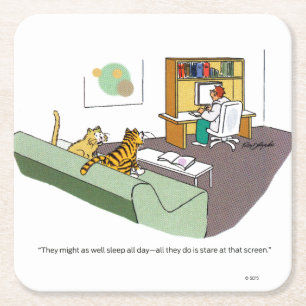Cat Talk Square Paper Coaster