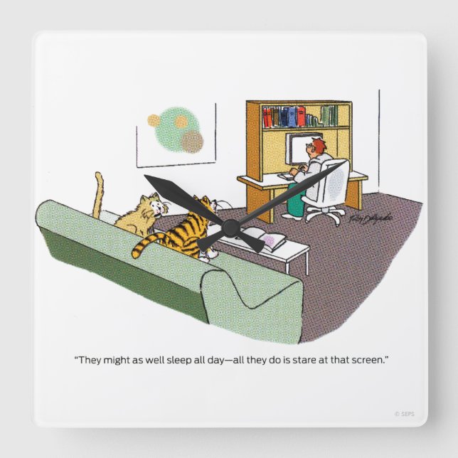 Cat Talk Square Wall Clock (Front)