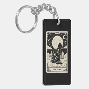 Cat Tarot Card The Moon Graphic Keychain