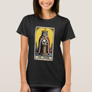 Cat Tarot Card The Tower Cat Scratching Post Tree T-Shirt