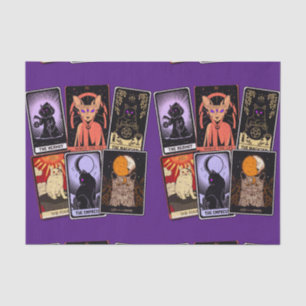 Cat Tarot Cards--Halloween Empress. Hermit, Fool Tissue Paper
