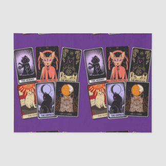Cat Tarot Cards--Halloween Empress. Hermit, Fool Tissue Paper