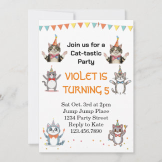 Cat-Tastic Kitty Cat Birthday Party With Gold Foil Invitation