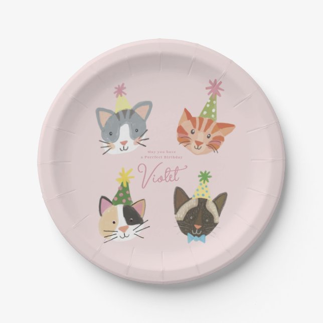 Cat-tastic Purrfect Birthday Party Custom Paper Pl Plate (Front)