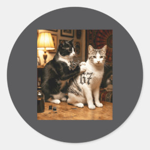 Cat Tattoo Artist 67 Six Seven Seis Siete Brain Ro Classic Round Sticker