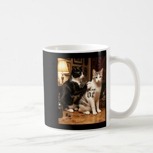 Cat Tattoo Artist 67 Six Seven Seis Siete Brain Ro Coffee Mug (Right)