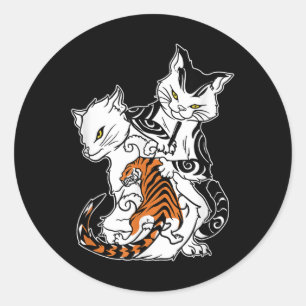 Cat Tattoo Lover Monmon Japanese Hand Tattooing Classic Round Sticker