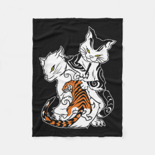 Cat Tattoo Lover Monmon Japanese Hand Tattooing  Fleece Blanket