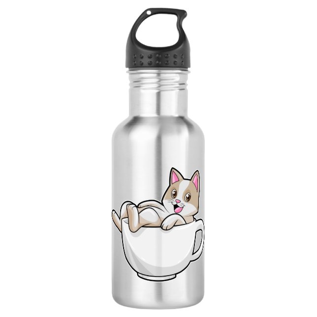 Cat Tea cup 710 Ml Water Bottle (Front)