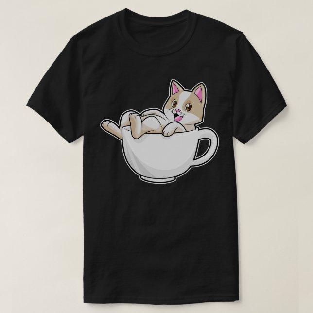 Cat Tea cup T-Shirt (Design Front)