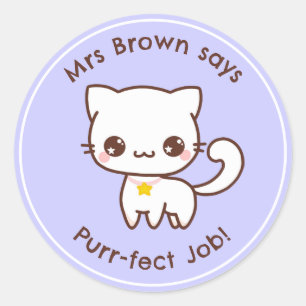 Cat Teacher Reward Stickers Personalized Kawaii