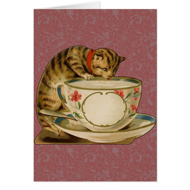 Cat Teacup Cute Vintage Victorian (Front)