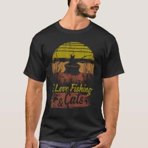 Cat Tee I Love Fishing & Cats Present Bass Catfish